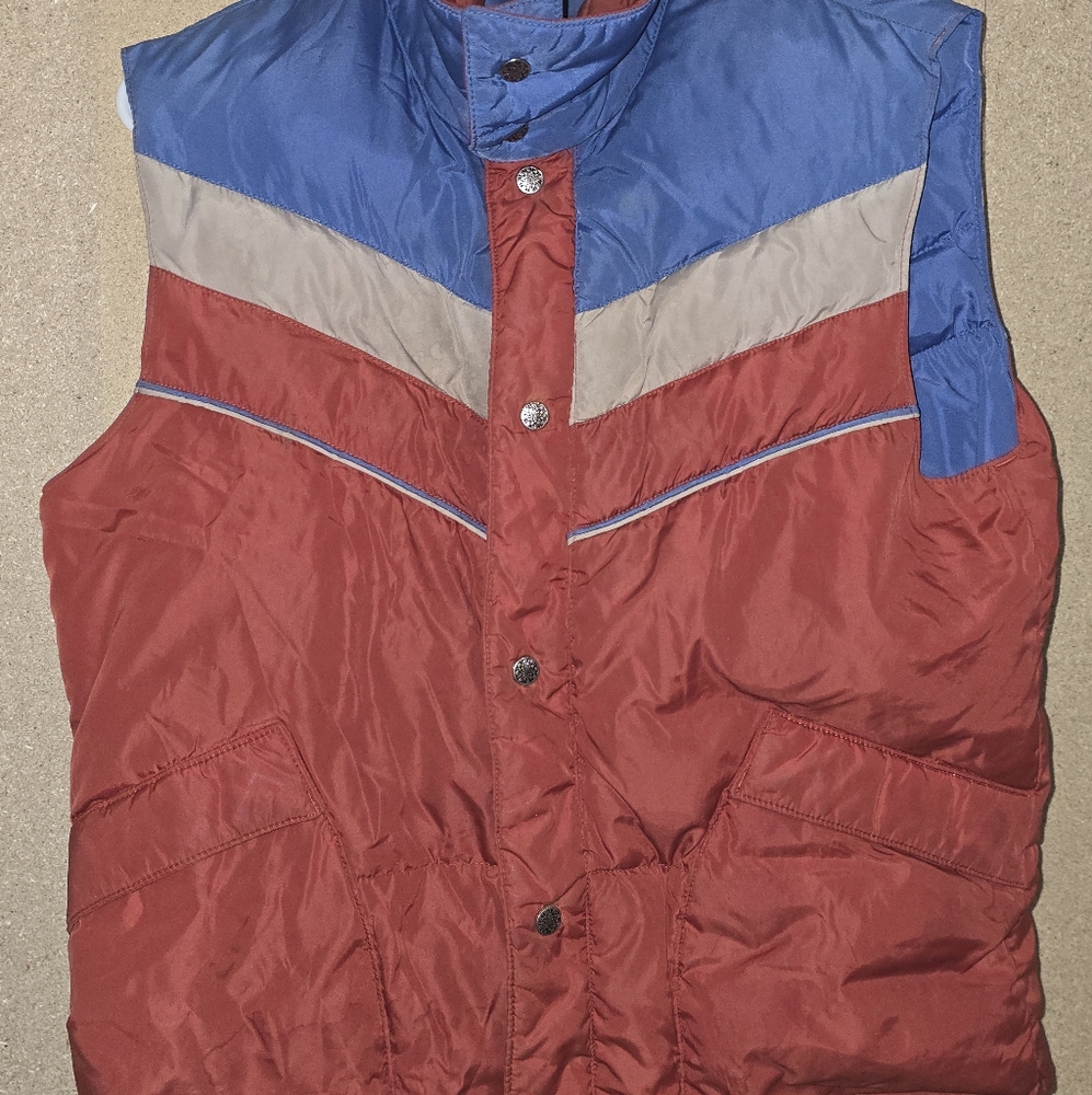 Vintage Striped Ski Vest Puffer Mens Medium